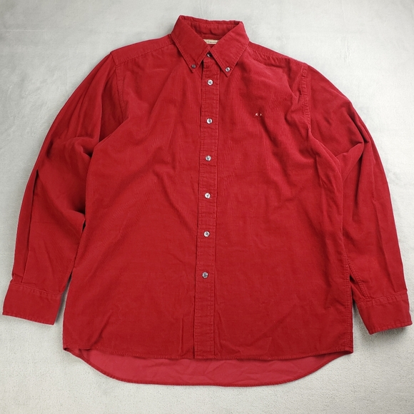 Thomas Burberry Other - Vintage 90s Thomas Burberry Corduroy Shirt Mens Small Button Down Red Classic